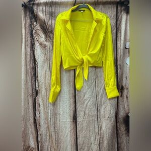 Alberto Makali Bright Yellow Tie-Front Blouse